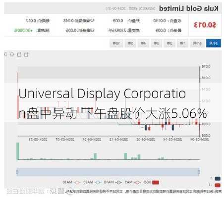 Universal Display Corporation盘中异动 下午盘股价大涨5.06%