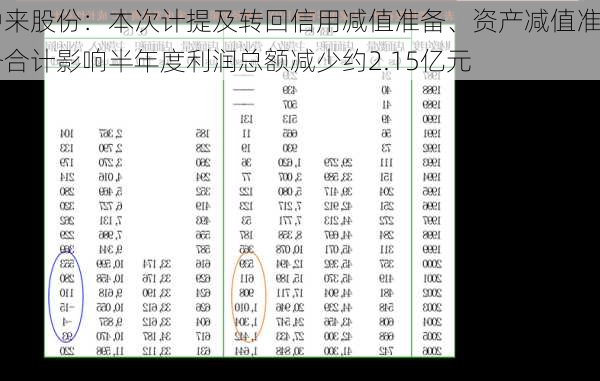 中来股份：本次计提及转回信用减值准备、资产减值准备合计影响半年度利润总额减少约2.15亿元