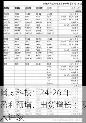 尚太科技：24-26 年盈利预增，出货增长 ：买入评级