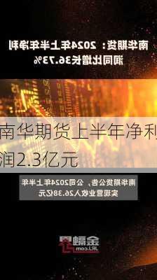 南华期货上半年净利润2.3亿元