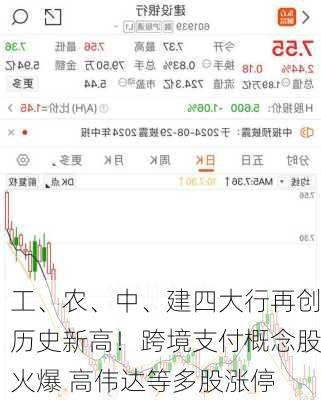 工、农、中、建四大行再创历史新高！跨境支付概念股火爆 高伟达等多股涨停