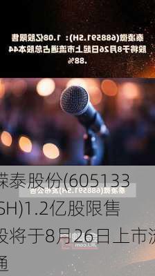 嵘泰股份(605133.SH)1.2亿股限售股将于8月26日上市流通