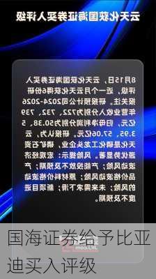 国海证券给予比亚迪买入评级