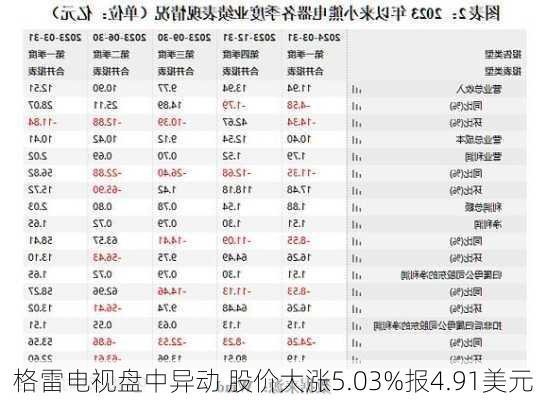 格雷电视盘中异动 股价大涨5.03%报4.91美元