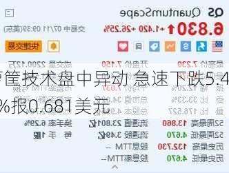 箩筐技术盘中异动 急速下跌5.40%报0.681美元