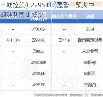 丰城控股(02295.HK)盈警：预期中期纯利同比减少