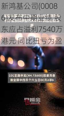 新鸿基公司(00086)发布中期业绩 股东应占溢利7540万港元 同比扭亏为盈