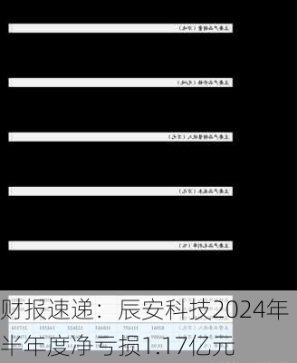 财报速递：辰安科技2024年半年度净亏损1.17亿元