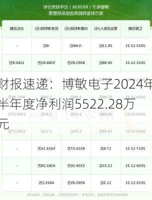 财报速递：博敏电子2024年半年度净利润5522.28万元