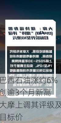 巴西石油涨约6%创逾3个月新高 大摩上调其评级及目标价