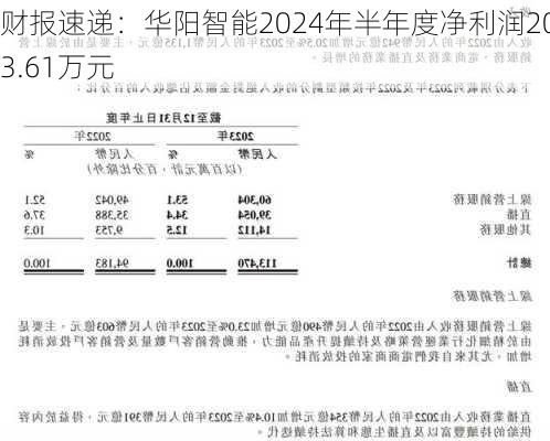 财报速递：华阳智能2024年半年度净利润2043.61万元