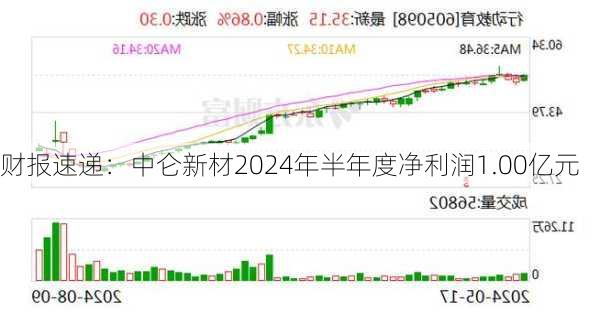 财报速递：中仑新材2024年半年度净利润1.00亿元