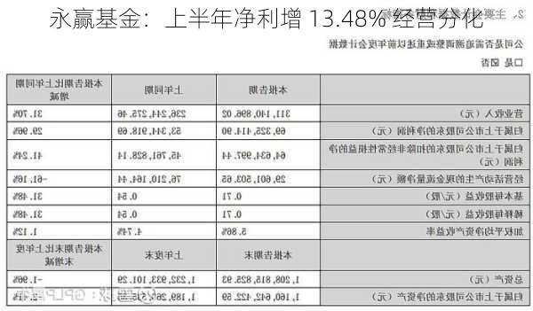 永赢基金：上半年净利增 13.48% 经营分化