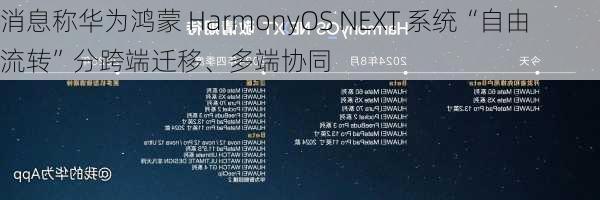 消息称华为鸿蒙 HarmonyOS NEXT 系统“自由流转”分跨端迁移、多端协同