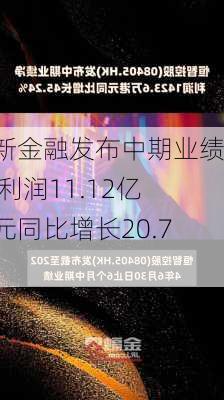 大新金融发布中期业绩 净利润11.12亿港元同比增长20.7%