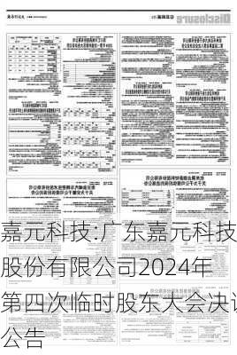 嘉元科技:广东嘉元科技股份有限公司2024年第四次临时股东大会决议公告