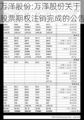 万泽股份:万泽股份关于股票期权注销完成的公告