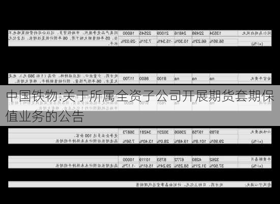 中国铁物:关于所属全资子公司开展期货套期保值业务的公告