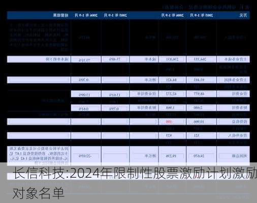 长信科技:2024年限制性股票激励计划激励对象名单