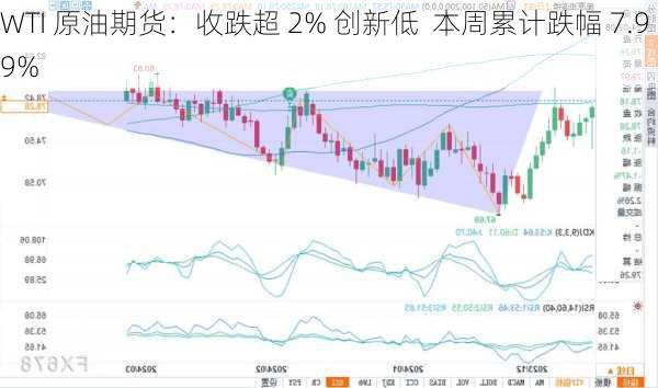 WTI 原油期货：收跌超 2% 创新低  本周累计跌幅 7.99%