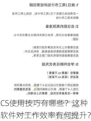 CS使用技巧有哪些？这种软件对工作效率有何提升？