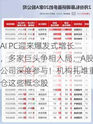 AI PC迎来爆发式增长，多家巨头争相入局，A股公司深度参与！机构扎堆重仓这些概念股