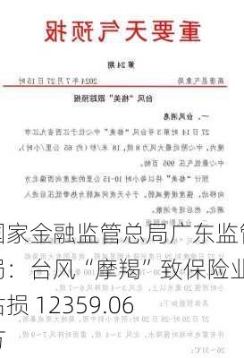 国家金融监管总局广东监管局：台风“摩羯”致保险业估损 12359.06 万