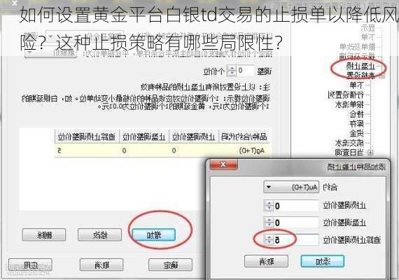 如何设置黄金平台白银td交易的止损单以降低风险？这种止损策略有哪些局限性？