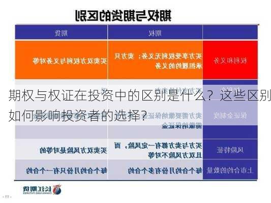 期权与权证在投资中的区别是什么？这些区别如何影响投资者的选择？