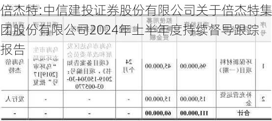 倍杰特:中信建投证券股份有限公司关于倍杰特集团股份有限公司2024年上半年度持续督导跟踪报告