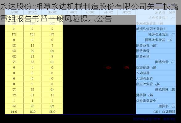 永达股份:湘潭永达机械制造股份有限公司关于披露重组报告书暨一般风险提示公告