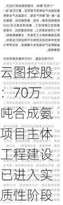 云图控股：70万吨合成氨项目主体工程建设已进入实质性阶段