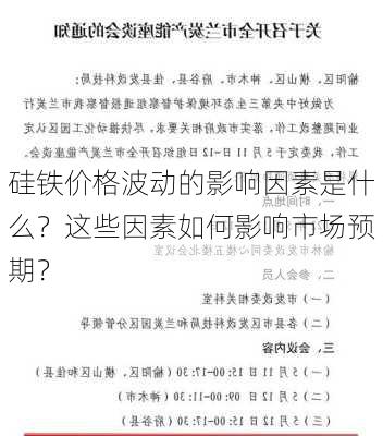 硅铁价格波动的影响因素是什么？这些因素如何影响市场预期？