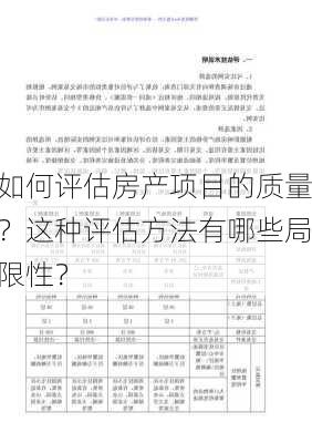 如何评估房产项目的质量？这种评估方法有哪些局限性？