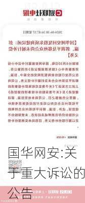 国华网安:关于重大诉讼的公告