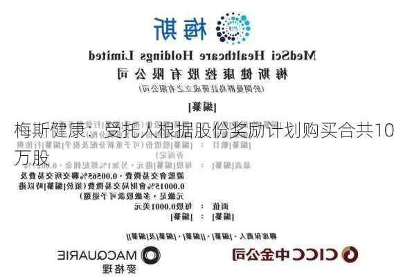 梅斯健康：受托人根据股份奖励计划购买合共10万股