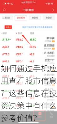 如何通过手机应用查看股市信息？这些信息在投资决策中有什么参考价值？