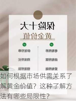 如何根据市场供需关系了解黄金价值？这种了解方法有哪些局限性？