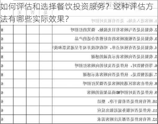 如何评估和选择餐饮投资服务？这种评估方法有哪些实际效果？