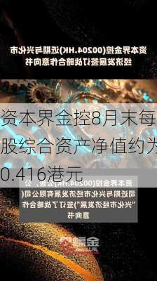 资本界金控8月末每股综合资产净值约为0.416港元