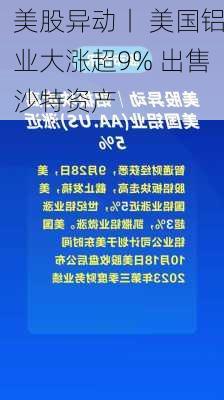 美股异动丨 美国铝业大涨超9% 出售沙特资产