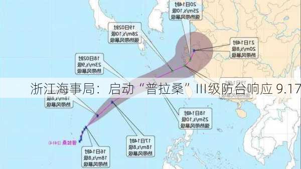 浙江海事局：启动“普拉桑”Ⅲ级防台响应 9.17