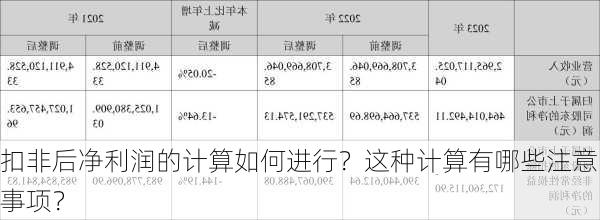 扣非后净利润的计算如何进行？这种计算有哪些注意事项？