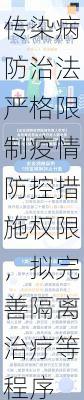 传染病防治法严格限制疫情防控措施权限，拟完善隔离治疗等程序