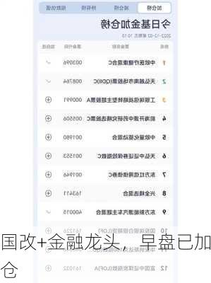 国改+金融龙头，早盘已加仓