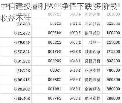 中信建投睿利 A：净值下跌 多阶段收益不佳