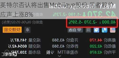 英特尔否认将出售Mobileye股份 后者股价应声上涨8%