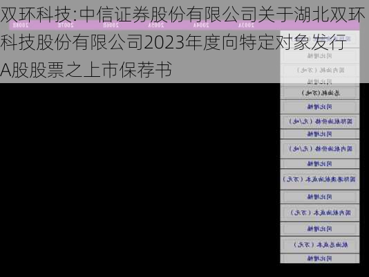 双环科技:中信证券股份有限公司关于湖北双环科技股份有限公司2023年度向特定对象发行A股股票之上市保荐书