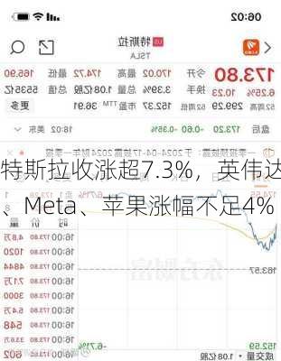 特斯拉收涨超7.3%，英伟达、Meta、苹果涨幅不足4%