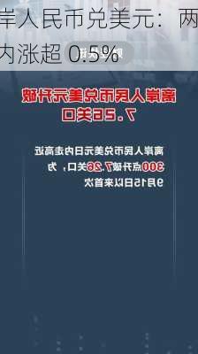 离岸人民币兑美元：两日内涨超 0.5%